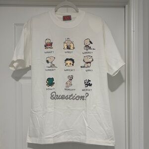 White Graphic Tee with Cartoon Characters